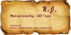 Malatinszky János névjegykártya